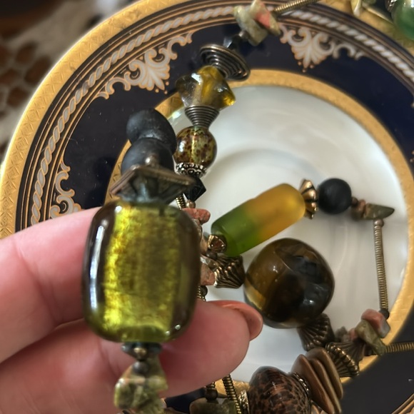 Vintage Glass & Stone Beaded Necklace - Picture 6 of 8